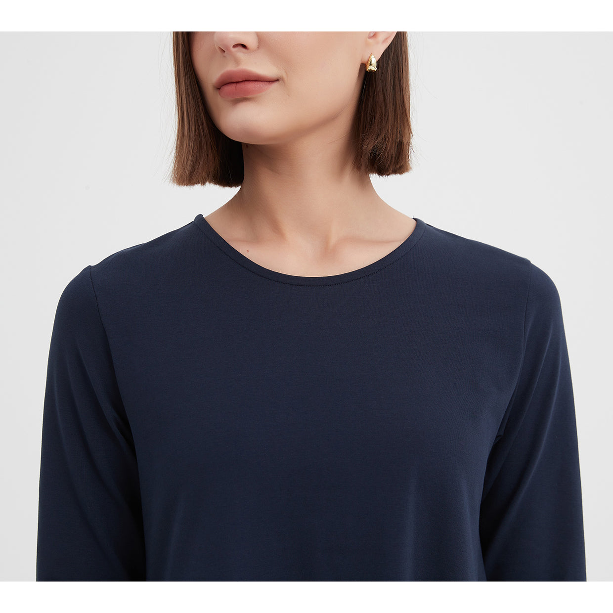 3/4 Sleeve Cascade Top Navy