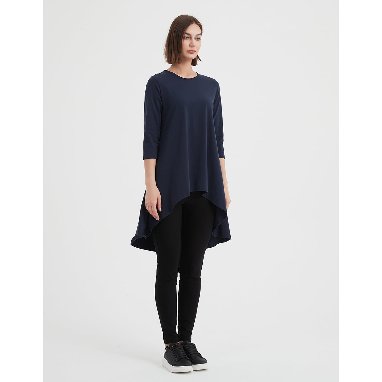 3/4 Sleeve Cascade Top Navy