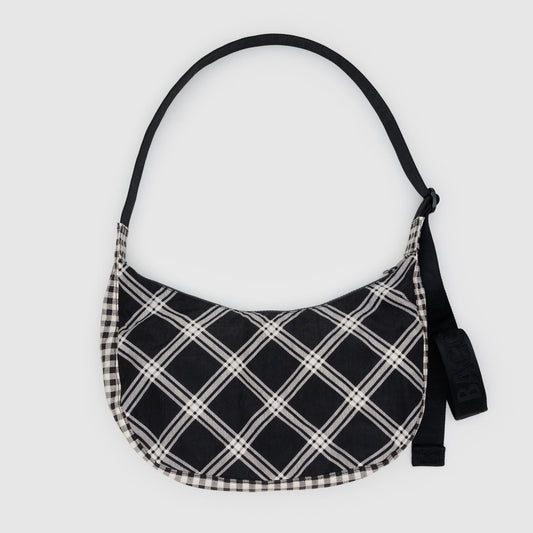 Baggu Medium Nylon Crescent Bag Mixed Plaid