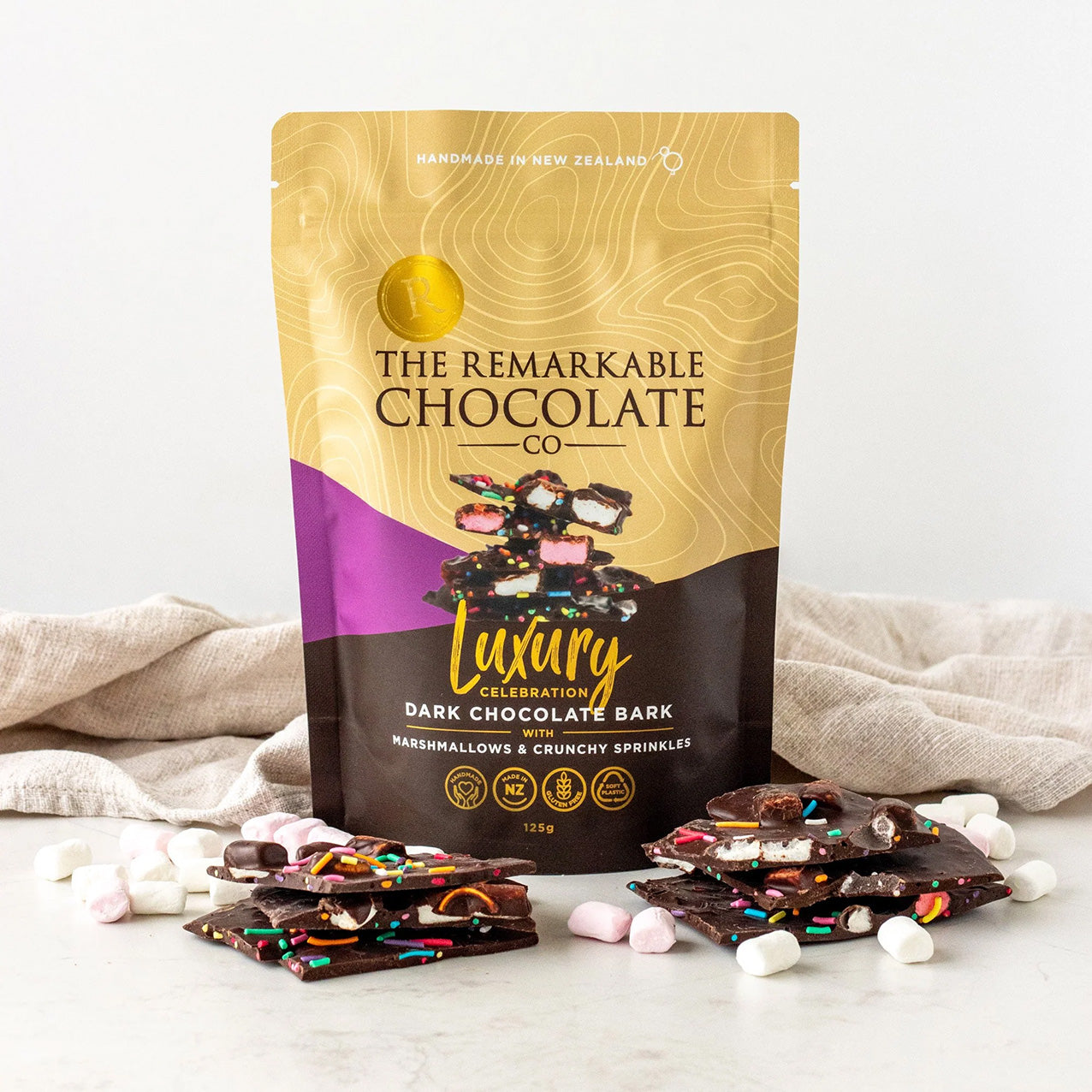 Remarkable Chocolate Bark Marshmallow & Sprinkles  125g