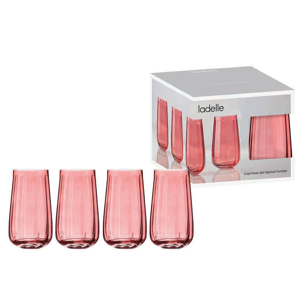Capri Rose Highball Tumber 4pk