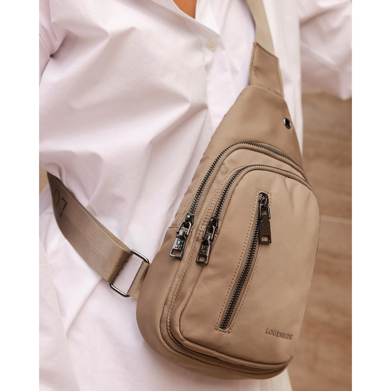 Boyd Nylon Sling Bag Beige