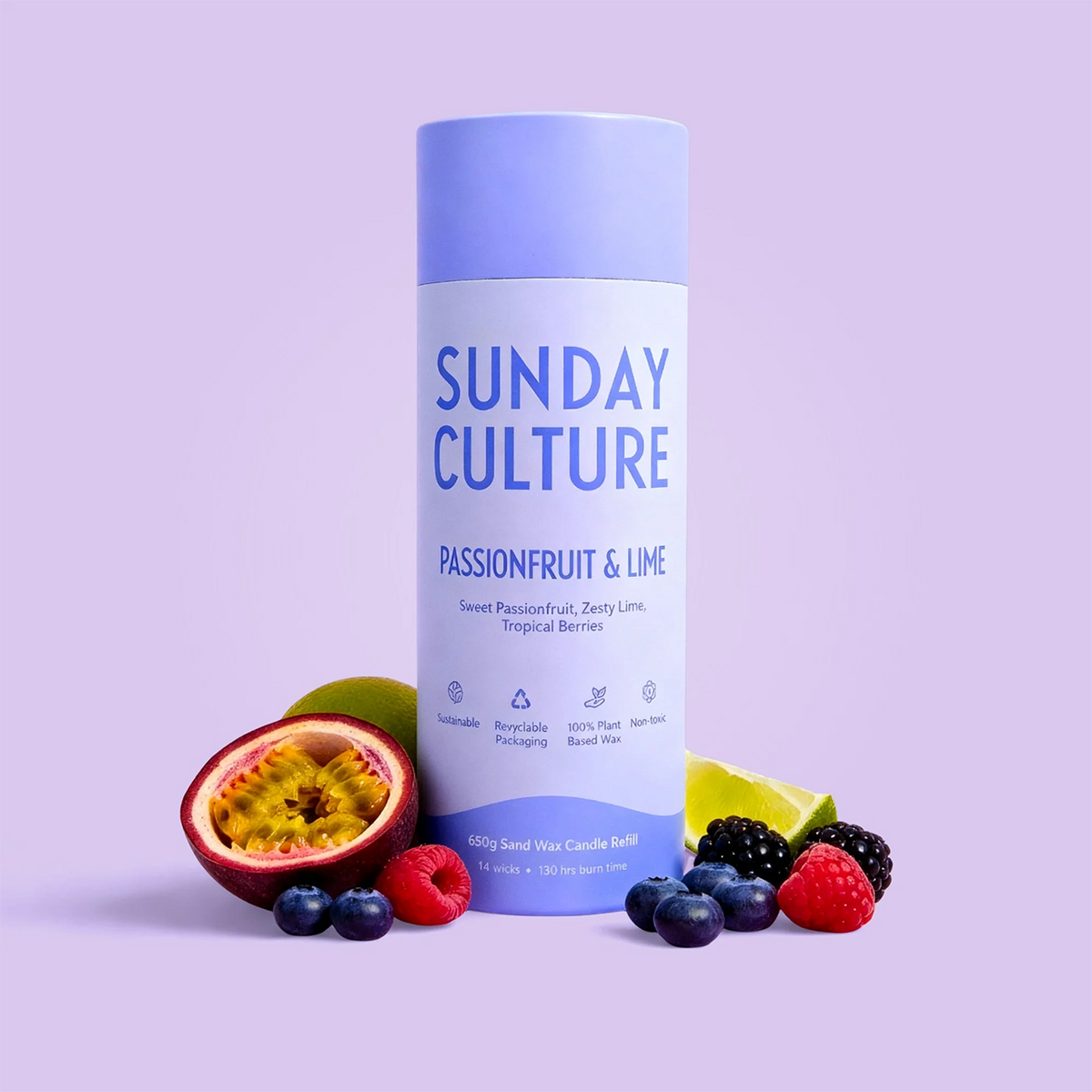 650g Sand Wax Candle Passionfruit & Lime