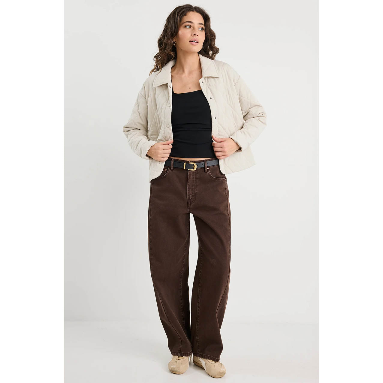 Absolute Putty Collared Quilted Jacket