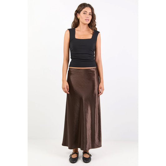 Prodigy Chocolate Satin Maxi Skirt