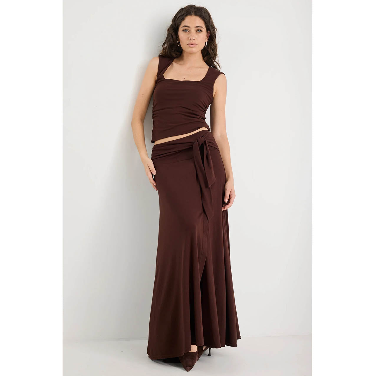 Status Chocolate Knot Front Maxi Skirt