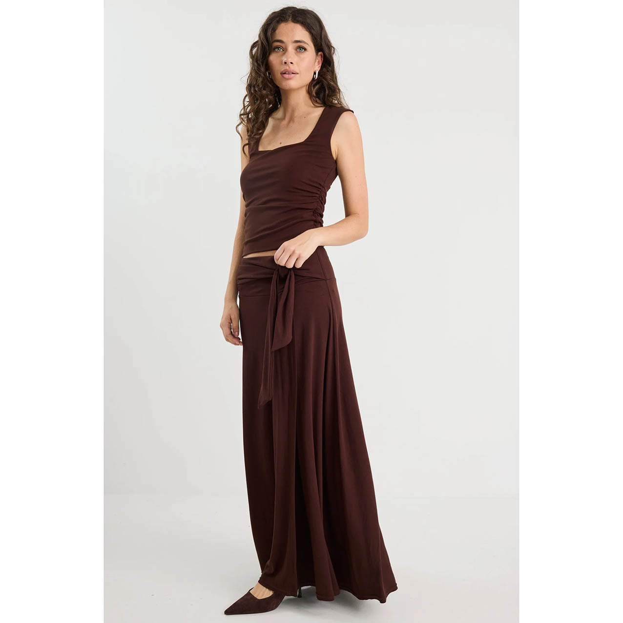 Status Chocolate Knot Front Maxi Skirt