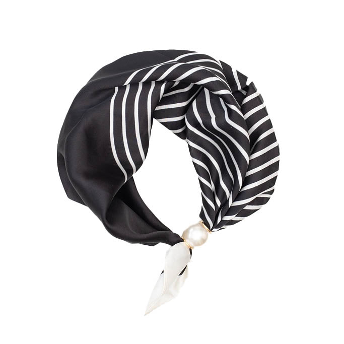 Pearl Fasten Neck Tie Tuxedo Stripe