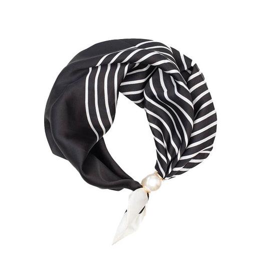 Pearl Fasten Neck Tie Tuxedo Stripe