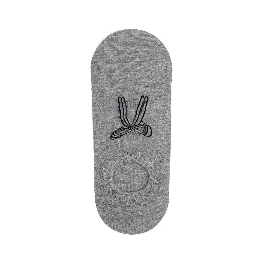 No Show Grey w Black Bow Socks