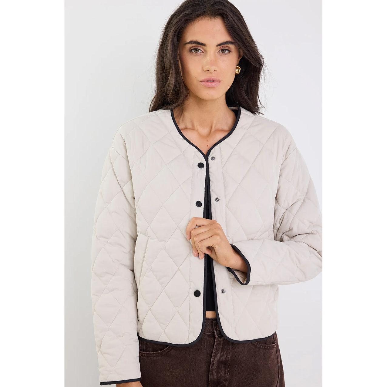 Apex Bone Contrast Piping Puffer Jacket