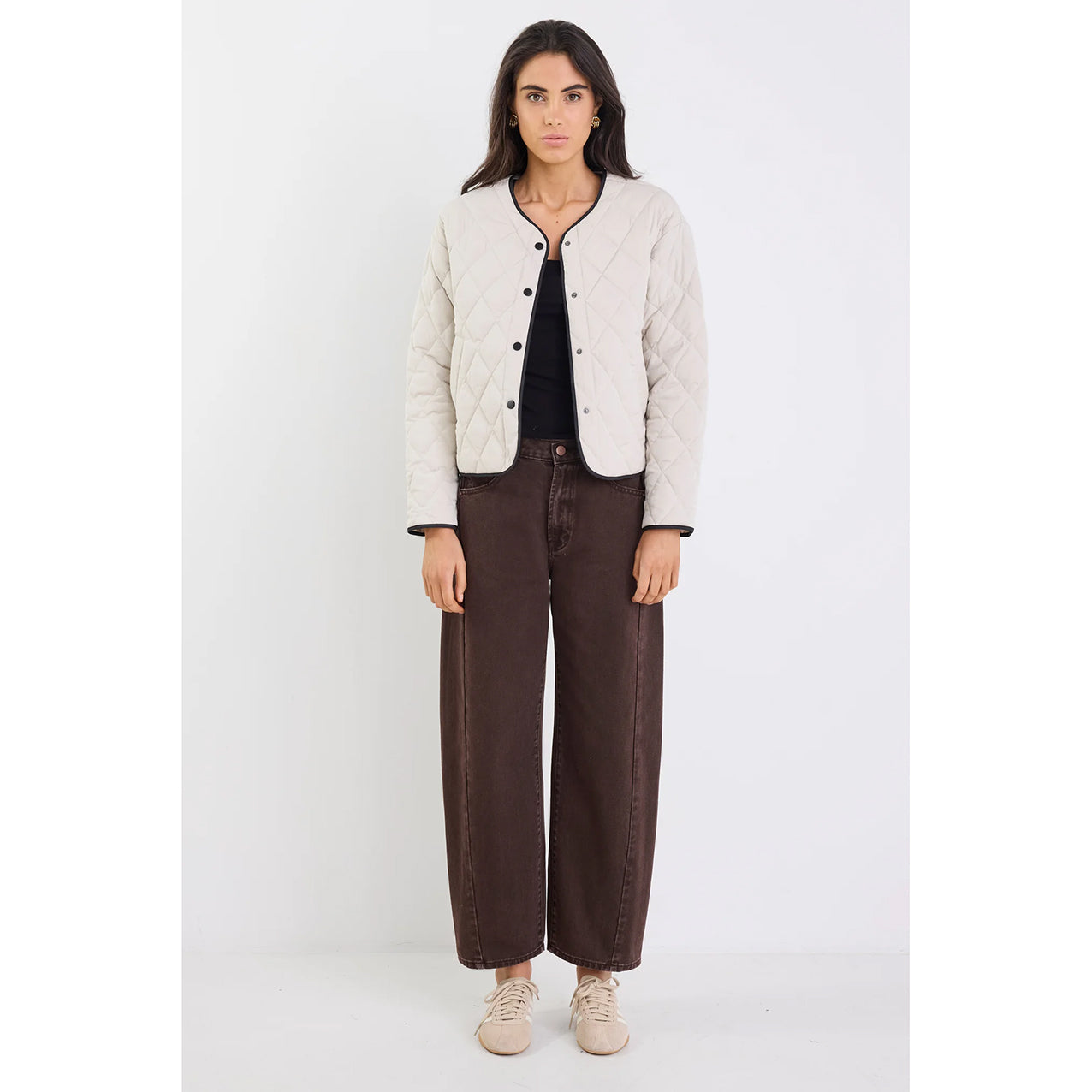 Apex Bone Contrast Piping Puffer Jacket