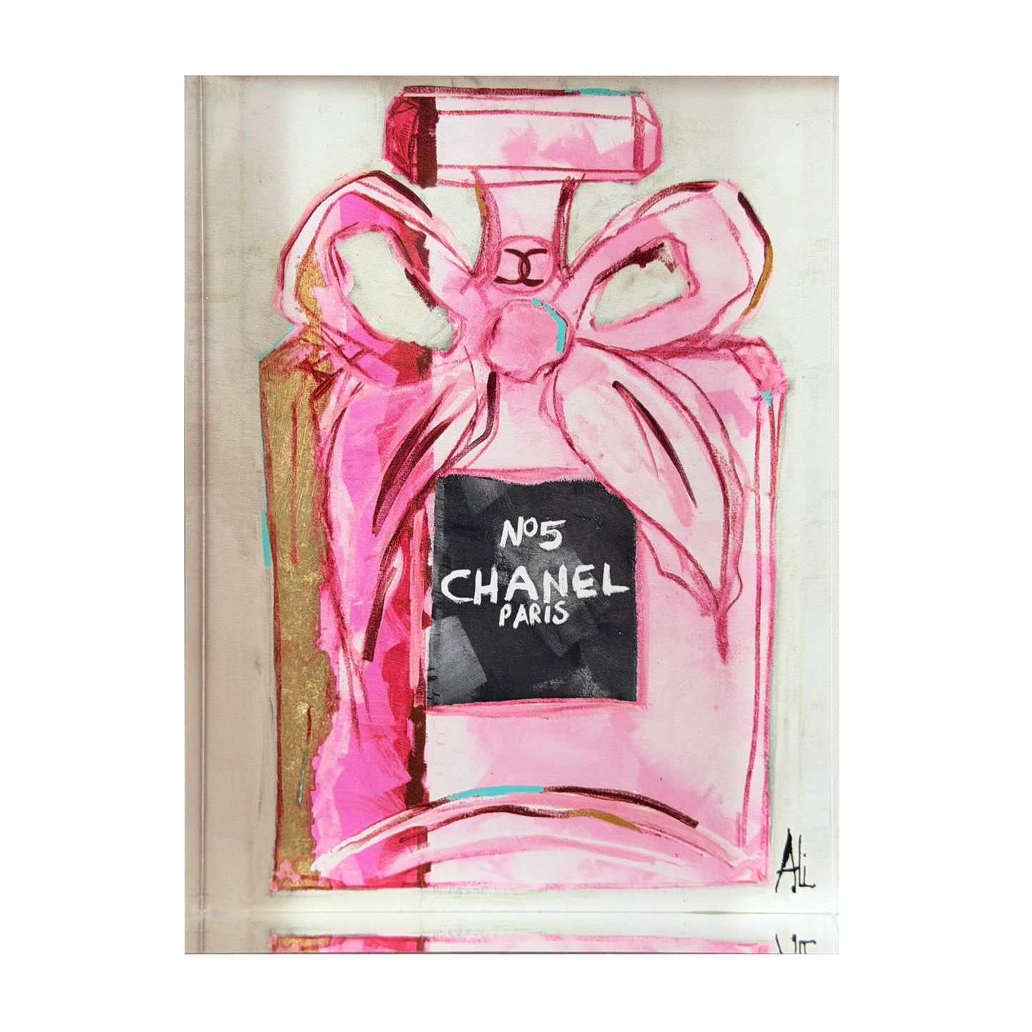 Art Acrylic Block Pink Bow