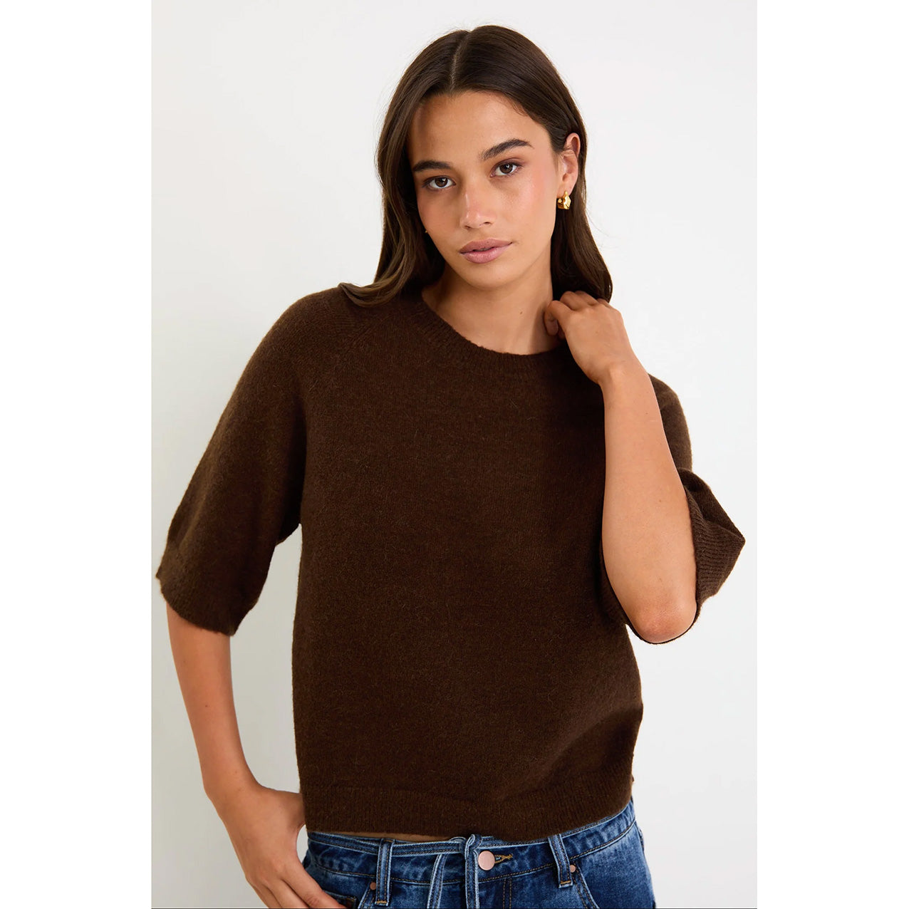 Assemble Chocolate Alpaca Blend Knit Tee