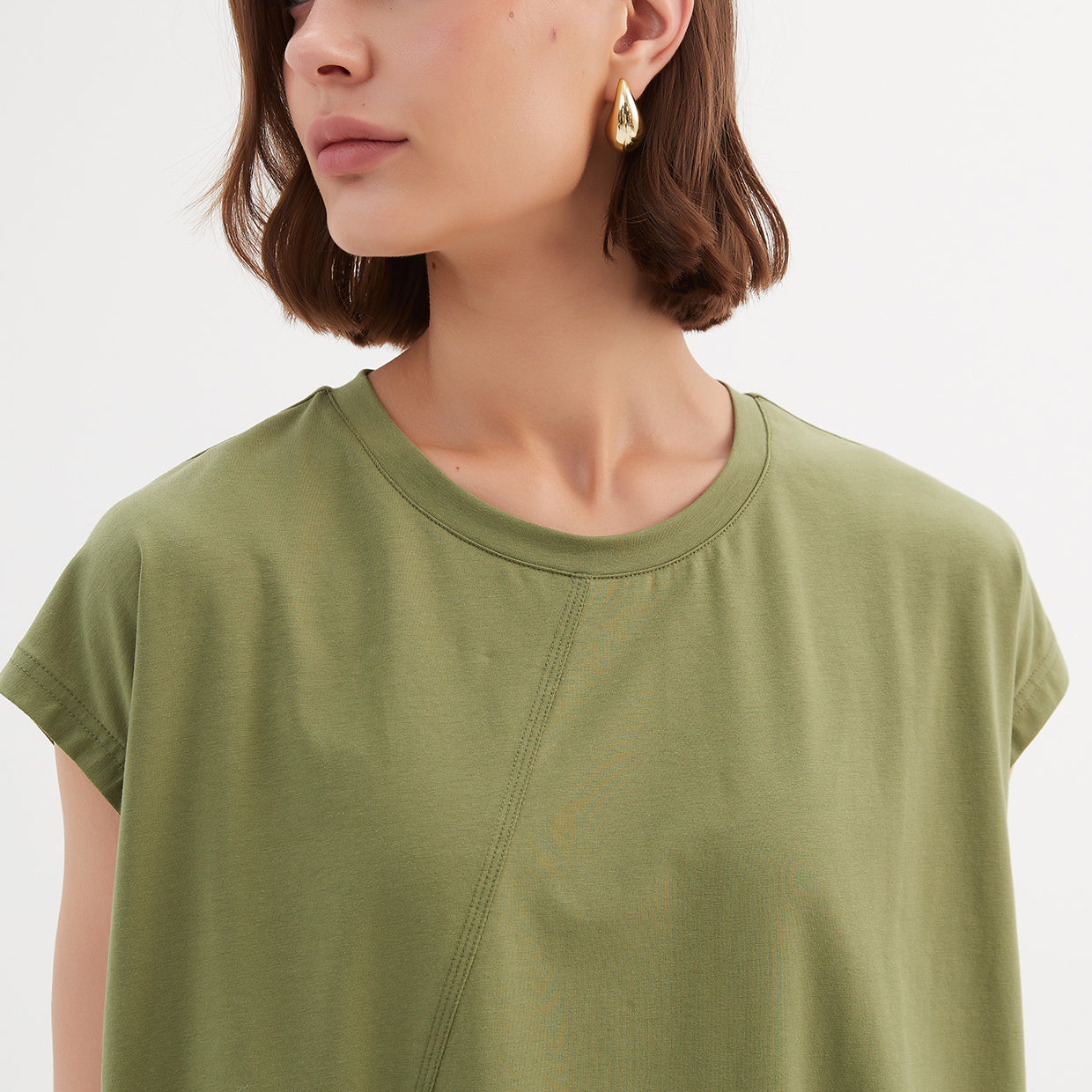 Asymmetric Seam Tee Olive