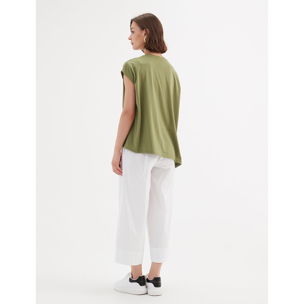 Asymmetric Seam Tee Olive