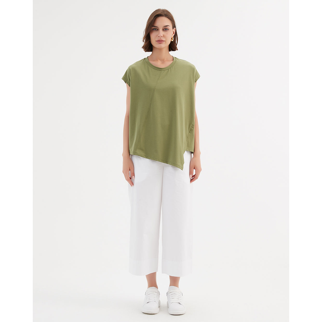 Asymmetric Seam Tee Olive