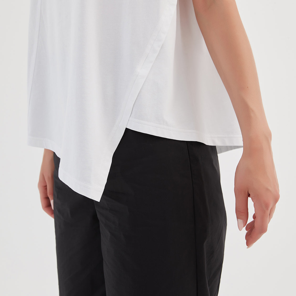 Asymmetric Seam Tee White