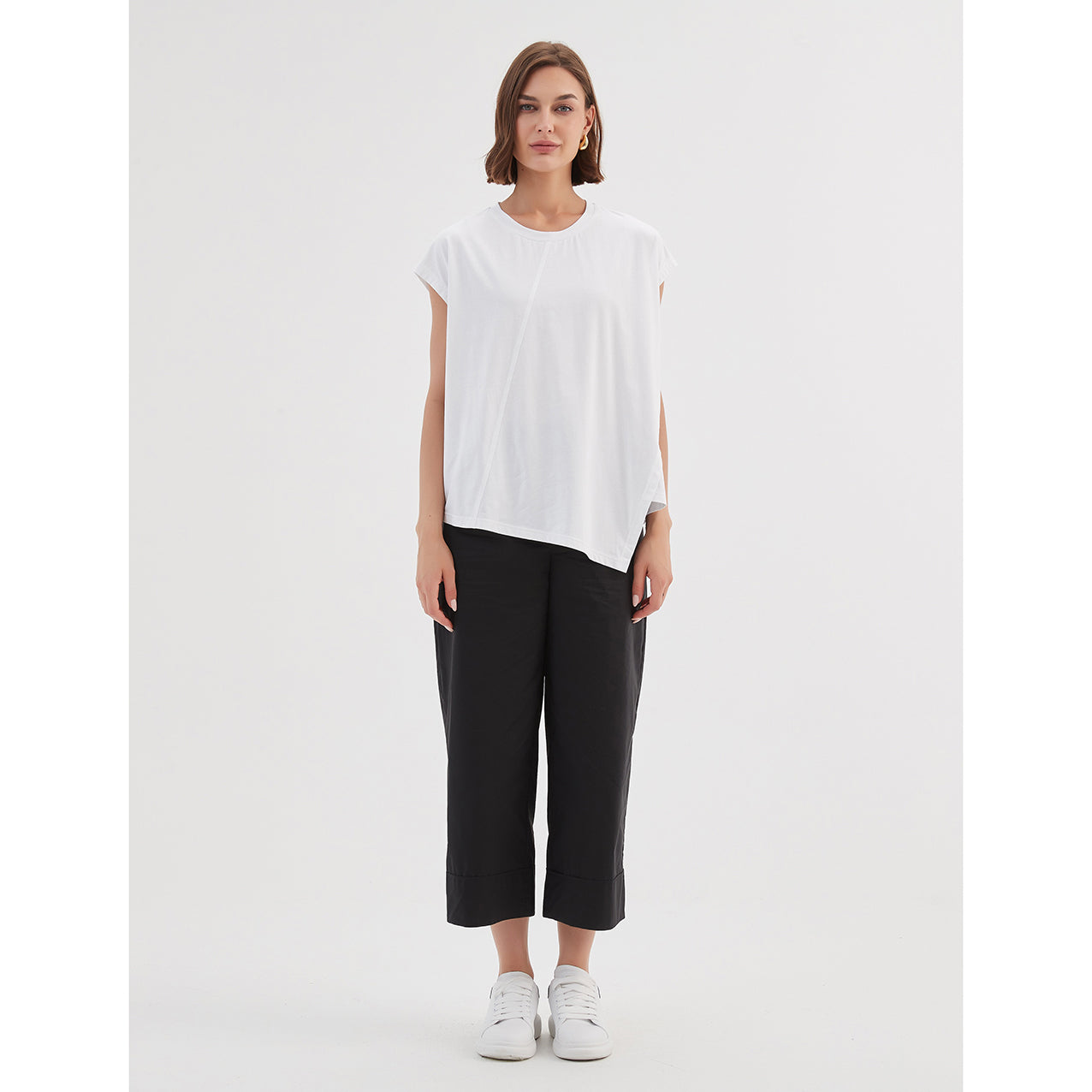 Asymmetric Seam Tee White