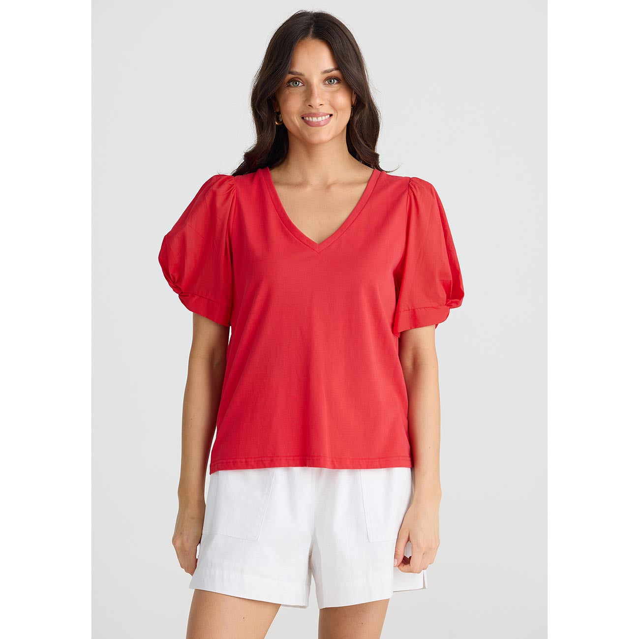 Abigail V-Neck Tee Chilli