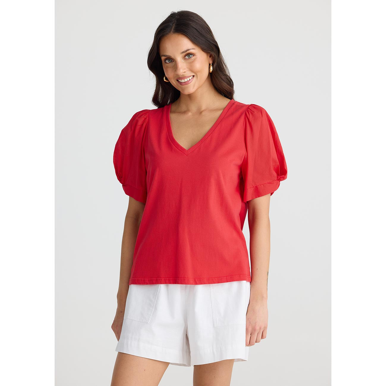 Abigail V-Neck Tee Chilli