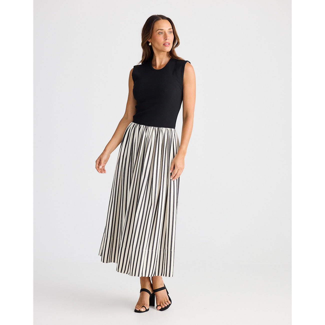 Daphne Dress Black Stripe