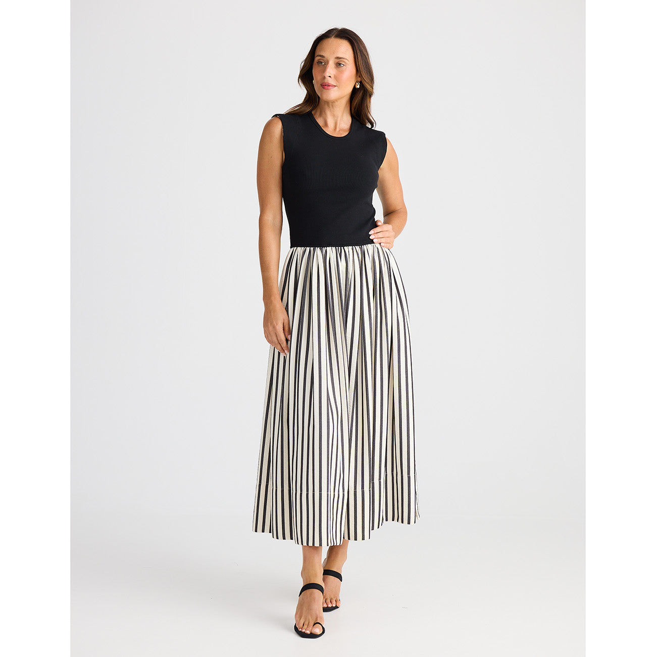 Daphne Dress Black Stripe