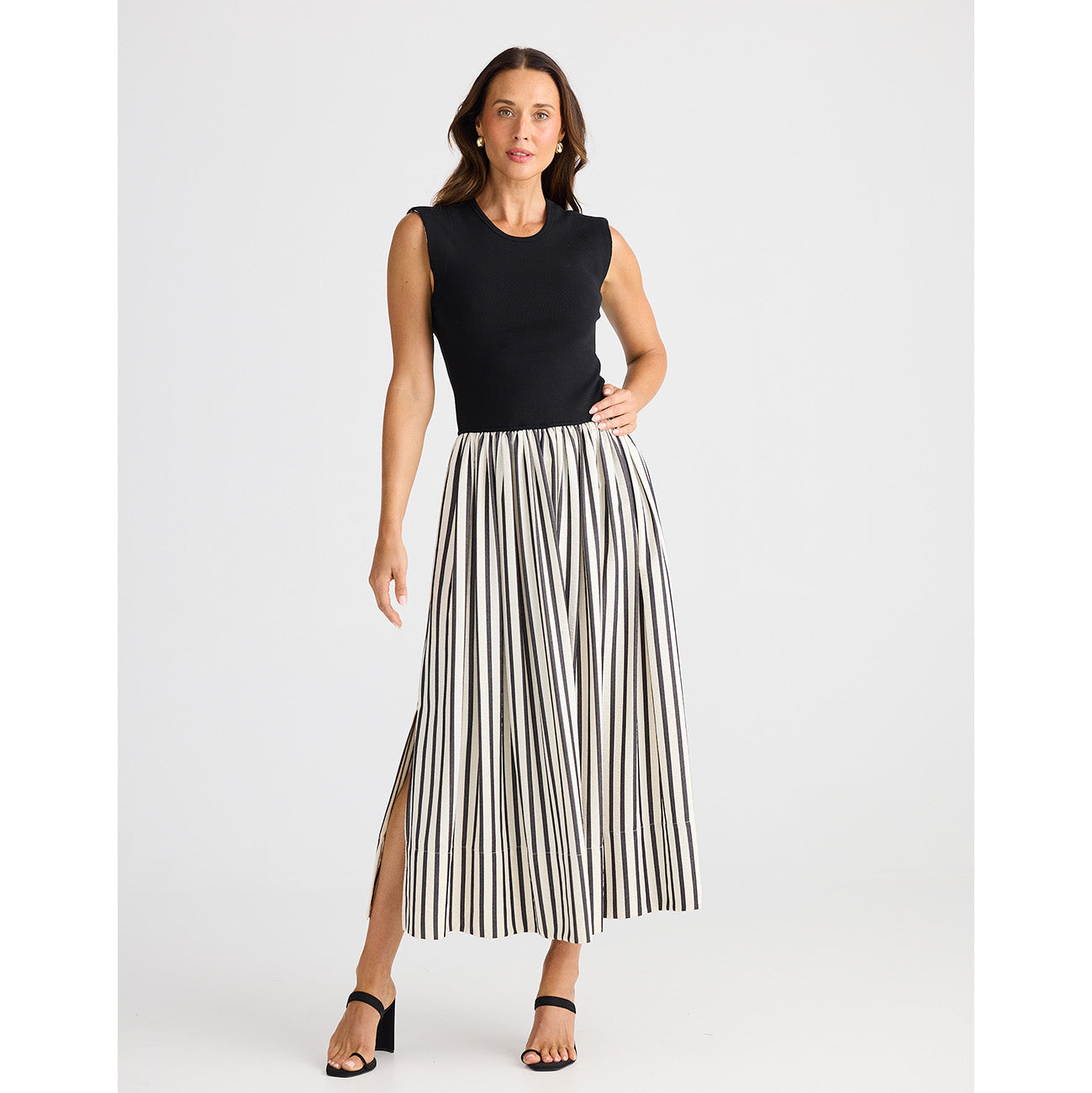 Daphne Dress Black Stripe