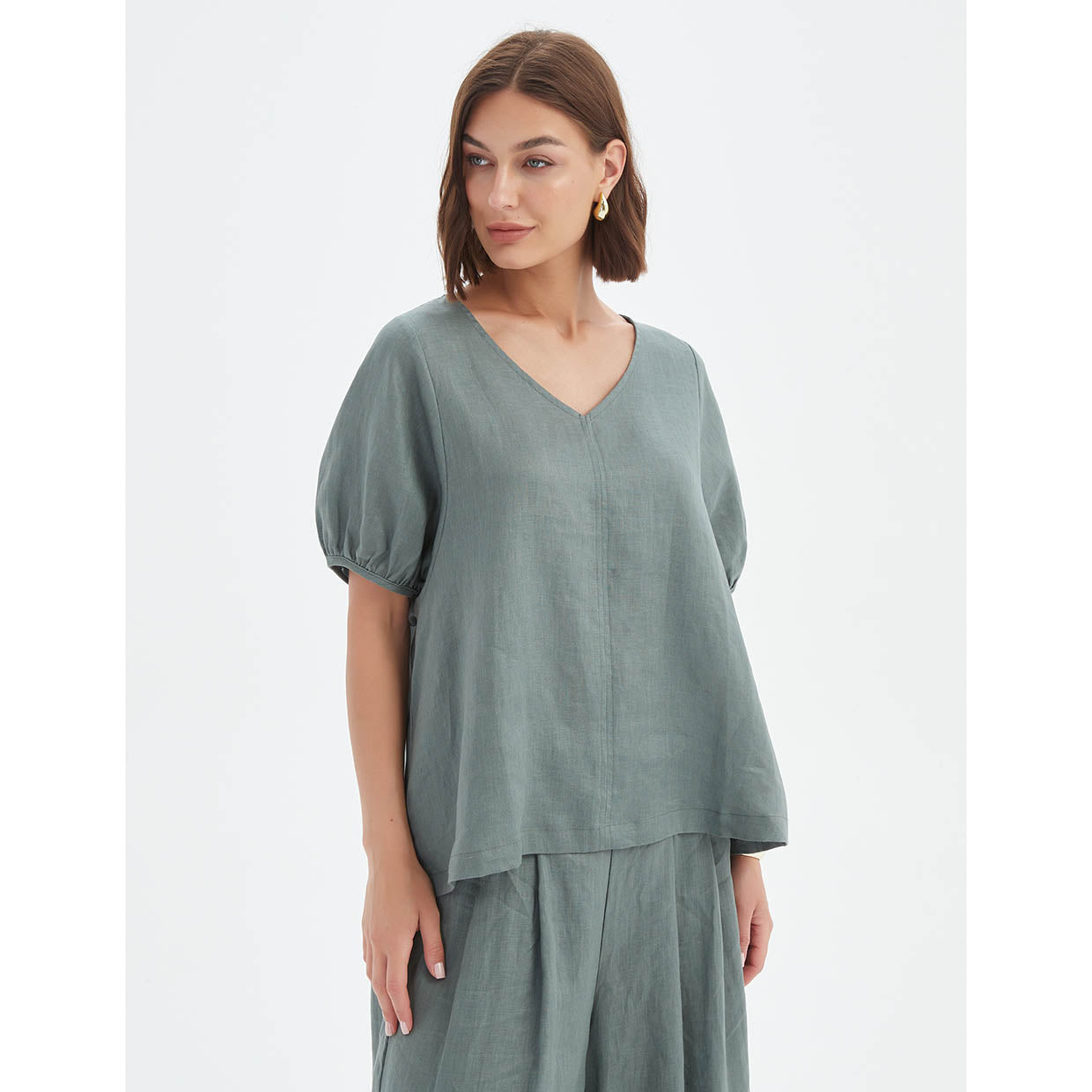 Tirelli Bishop Sleeve Top Petrol