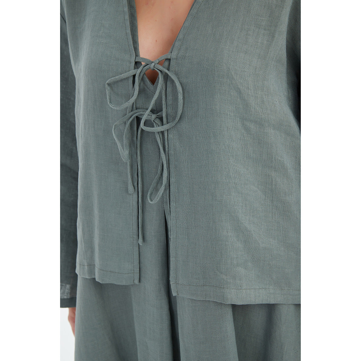 Tie Front Top Petrol