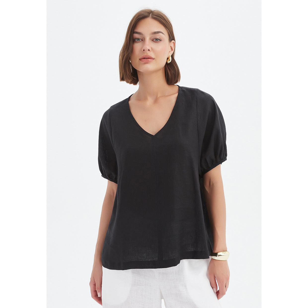 Tirelli Bishop Sleeve Top Black