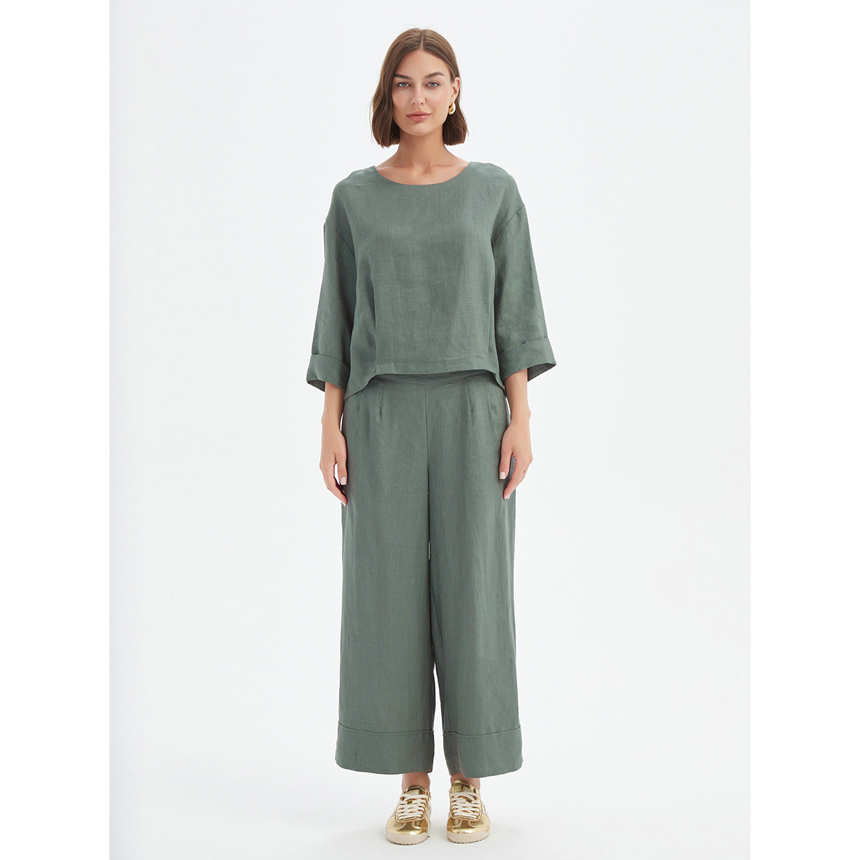 Pleat Hem Top Petrol