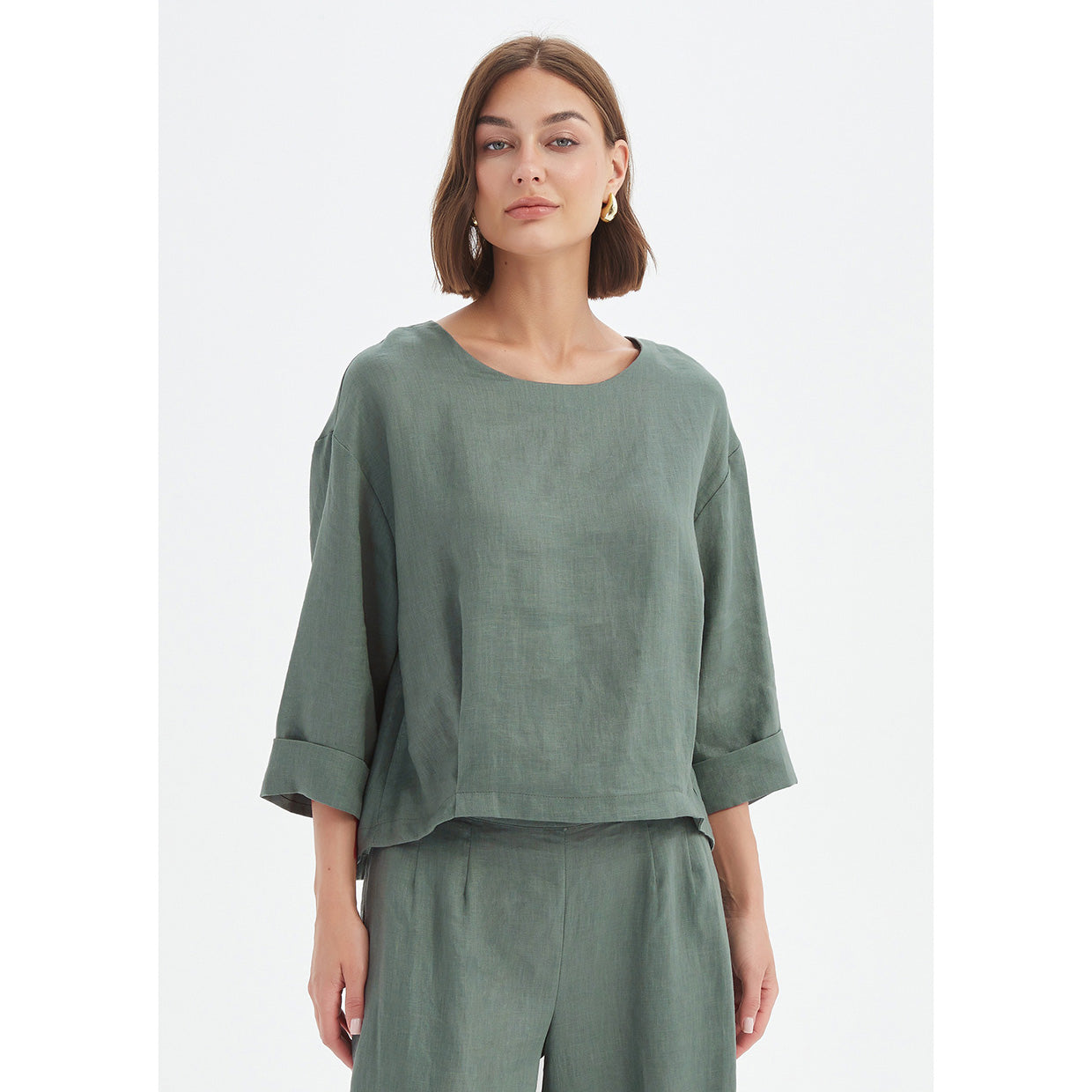 Pleat Hem Top Petrol
