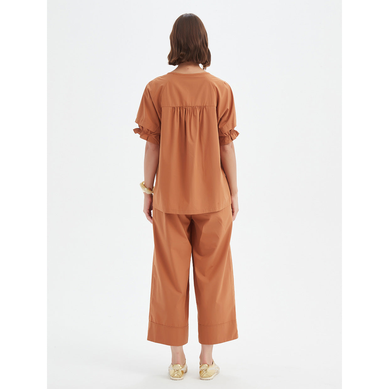 Ruffle Sleeve Top Russet