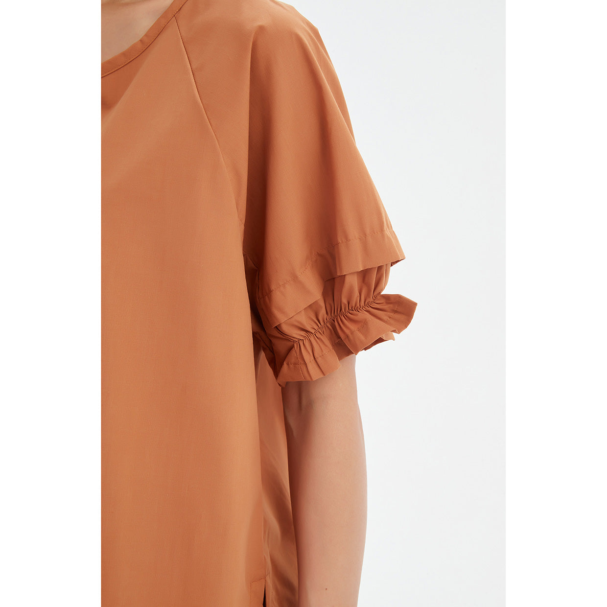 Ruffle Sleeve Top Russet
