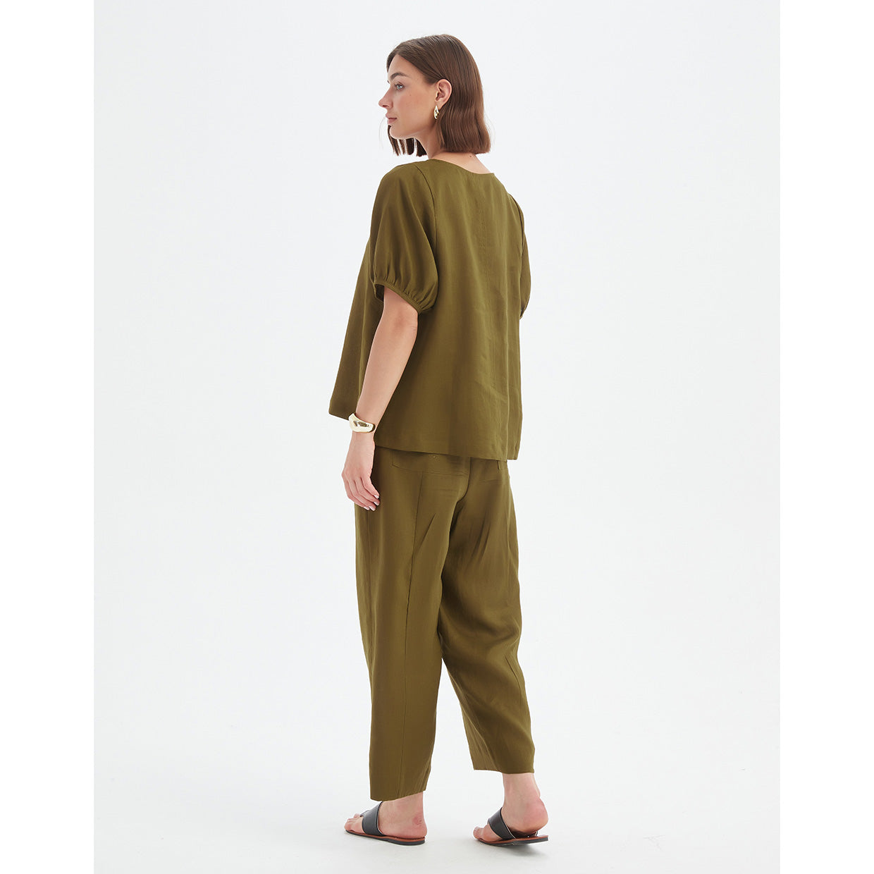 Bishop Sleeve Dark Moss Top
