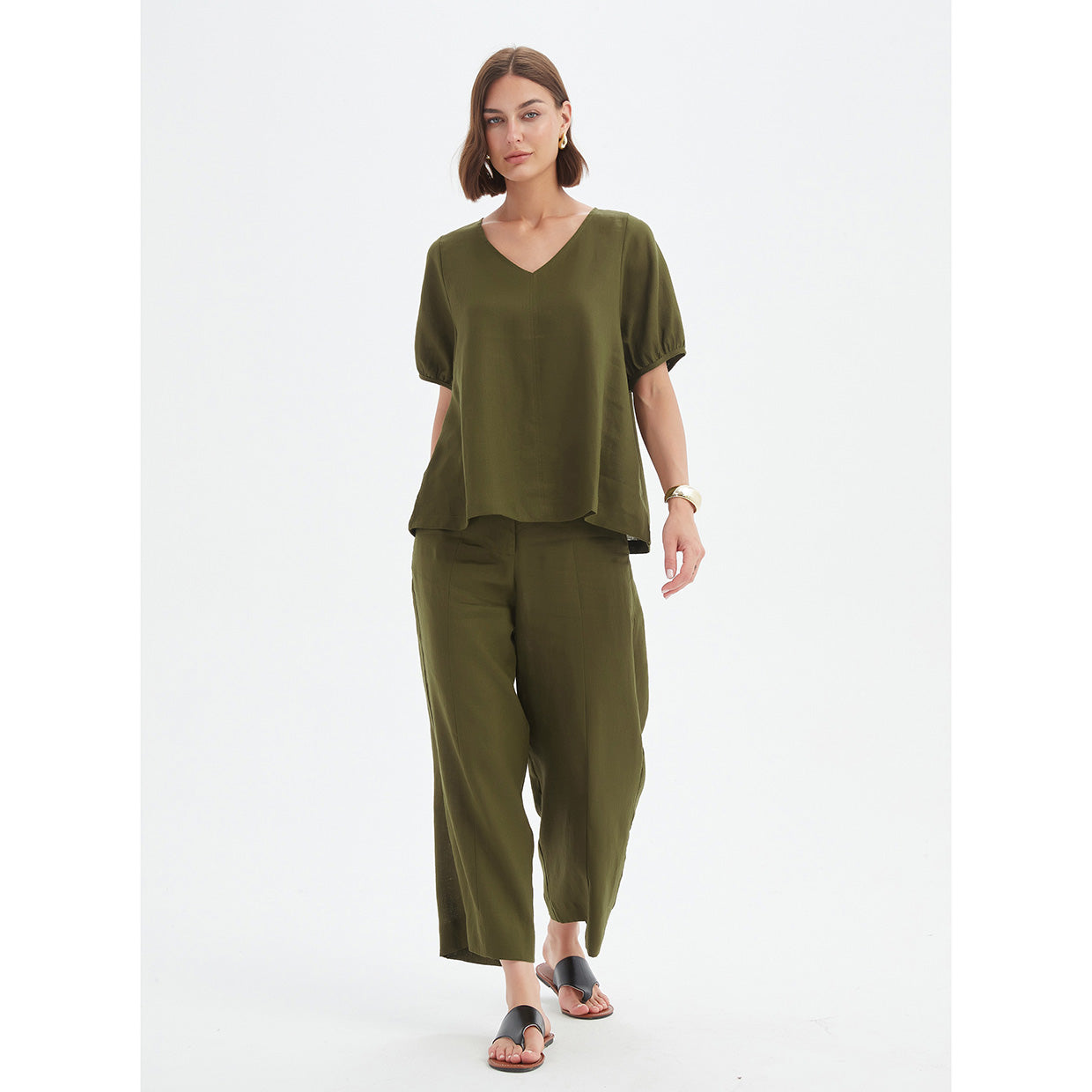 Bishop Sleeve Dark Moss Top