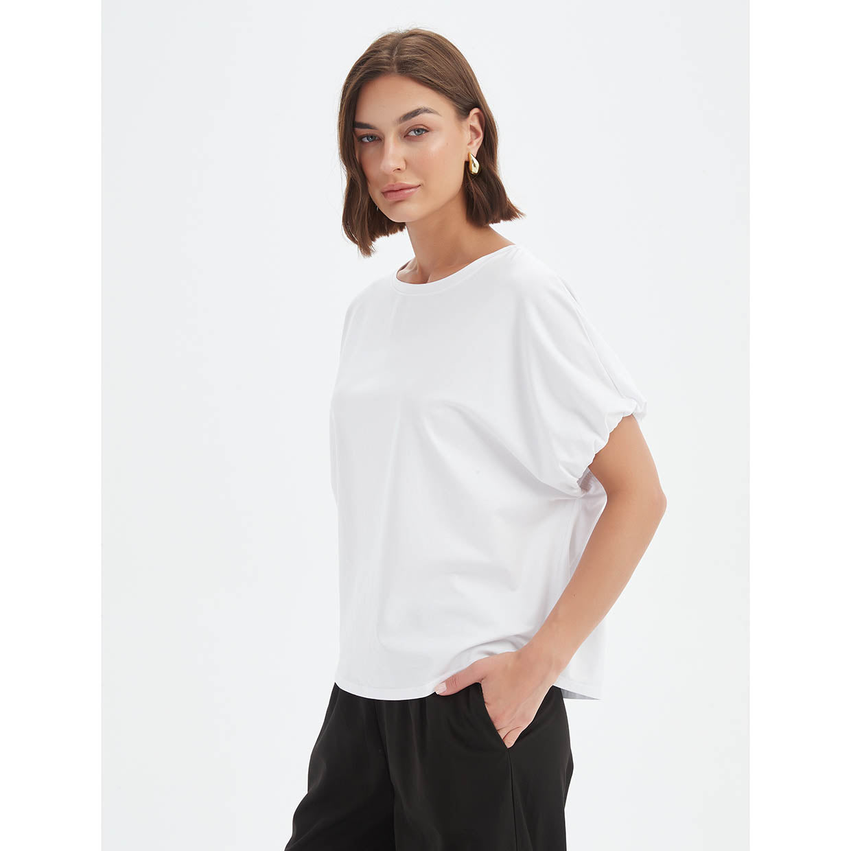 Bubble Sleeve Tee White