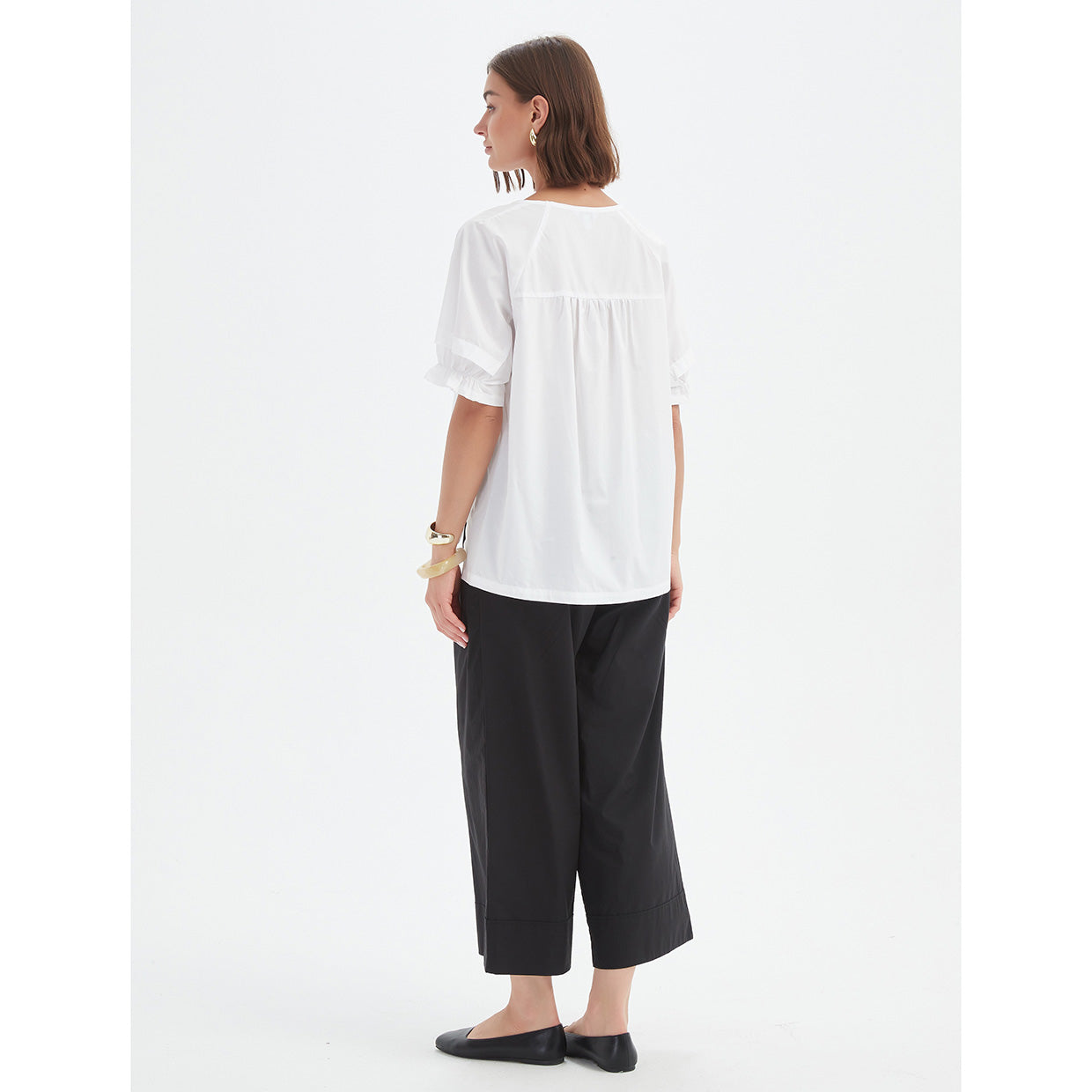 Ruffle Sleeve Top White