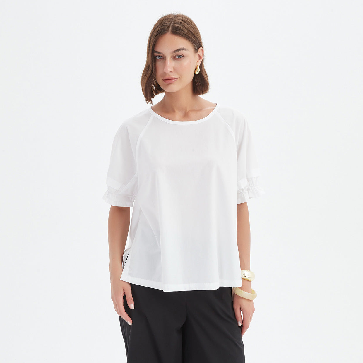 Tirelli Ruffle Sleeve Top White