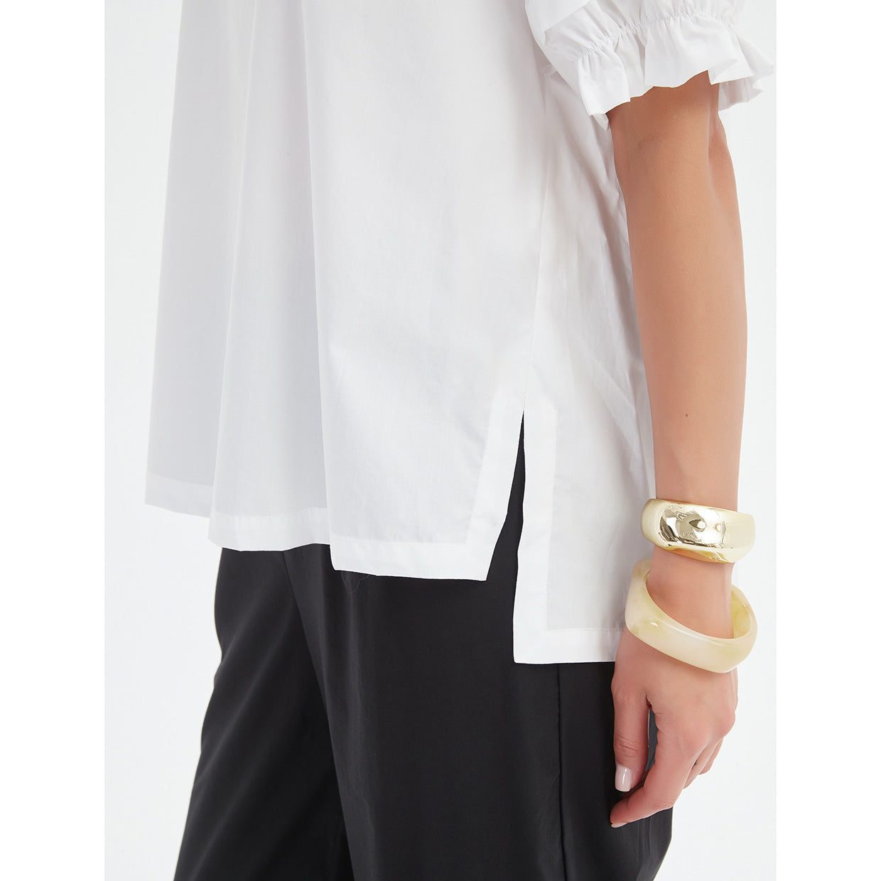 Ruffle Sleeve Top White