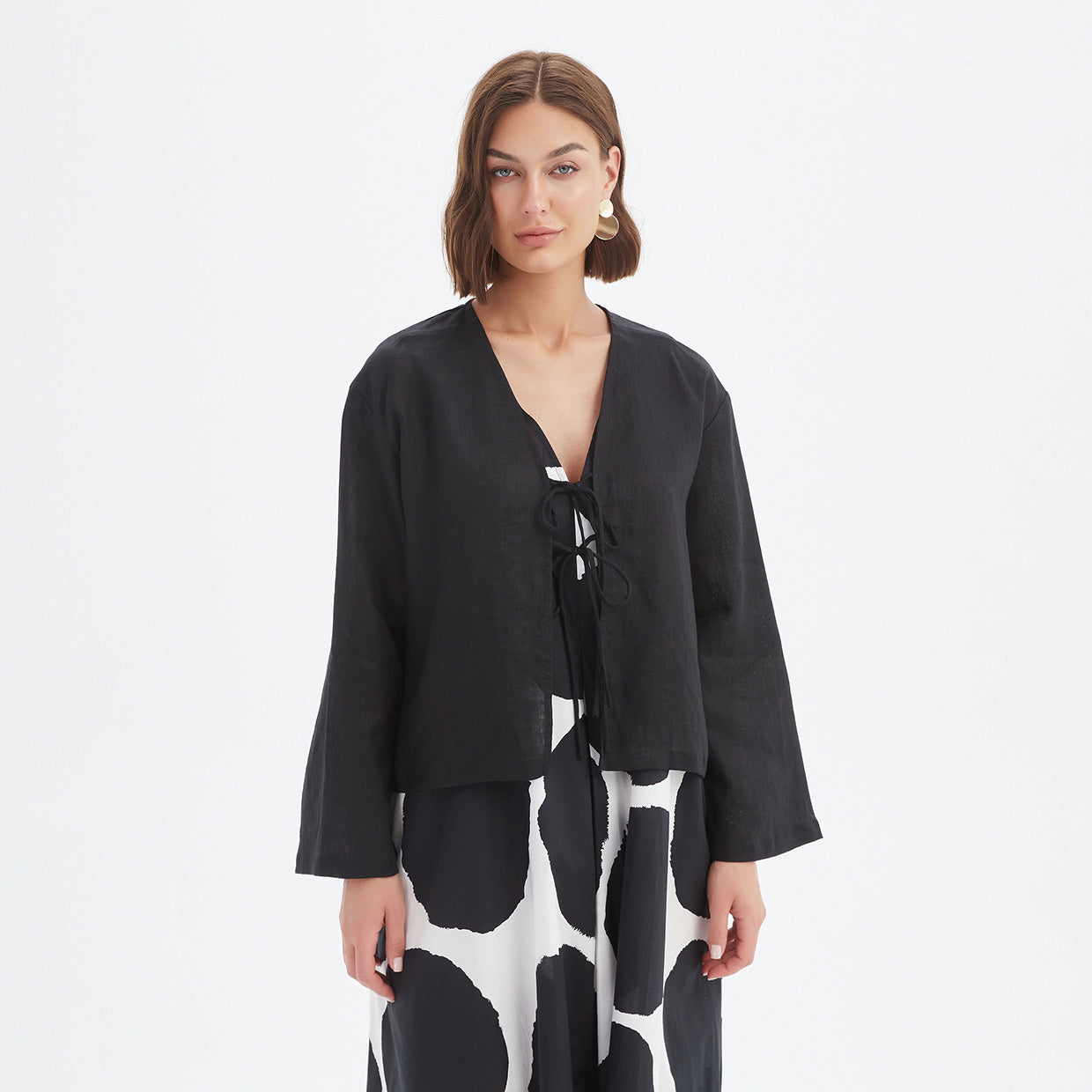 Tirelli Tie Front Top Black