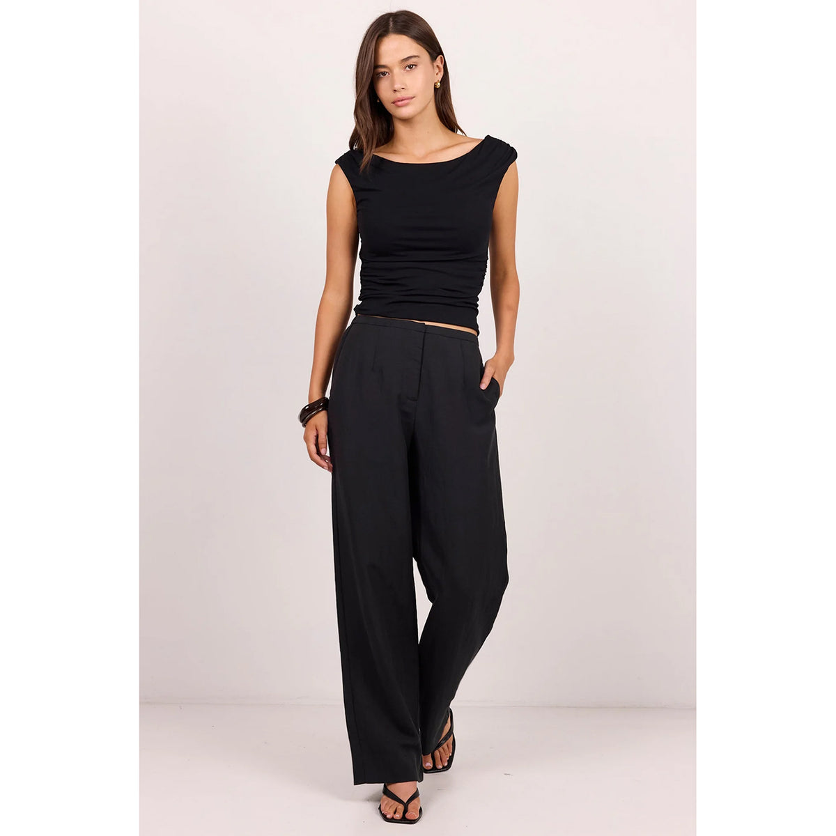 Charmed Pleat Front Wide Leg Pants