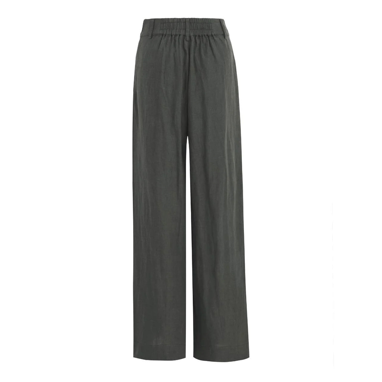 Bestow Dark Olive Linen Wide Leg Pants