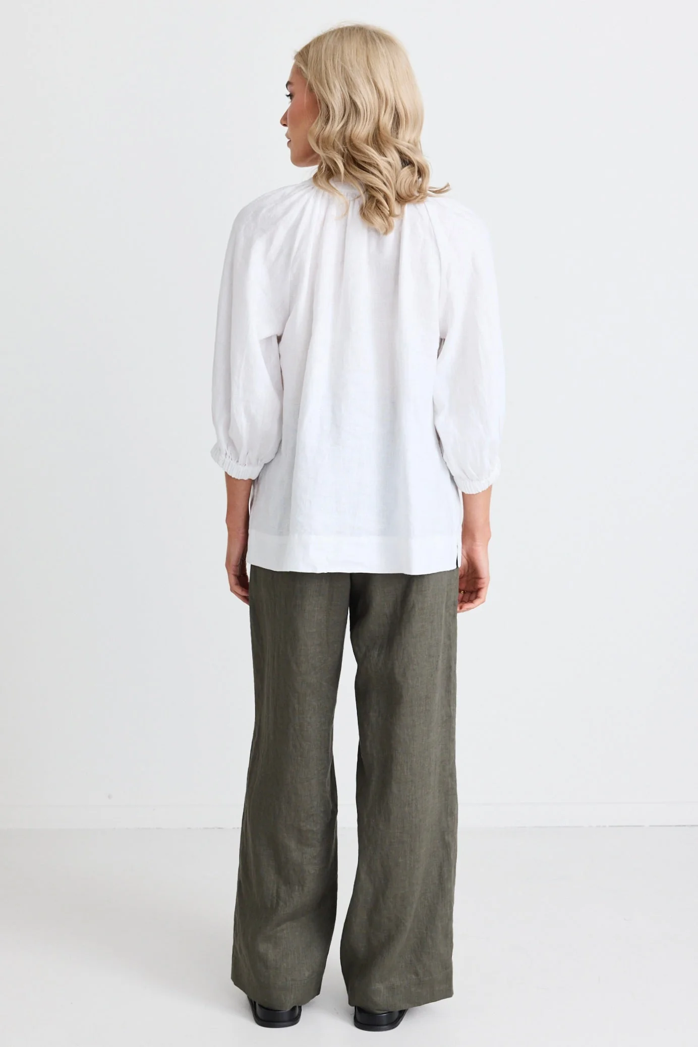 Bestow Dark Olive Linen Wide Leg Pants