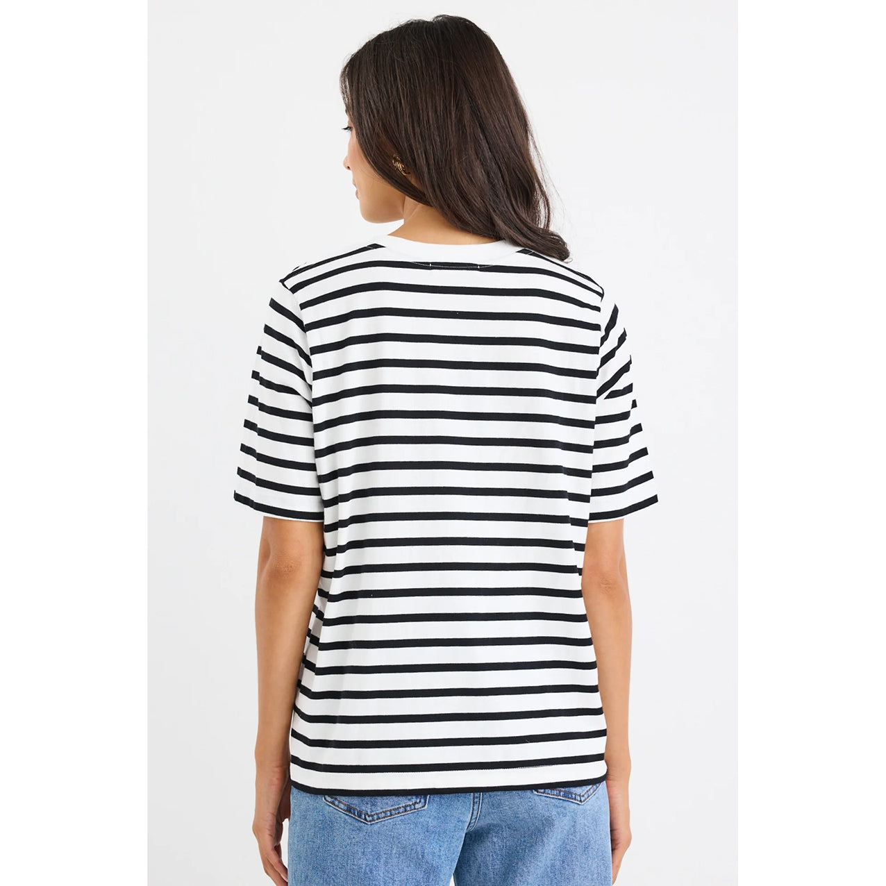 Binding Black White Stripe Boxy Fit Tee