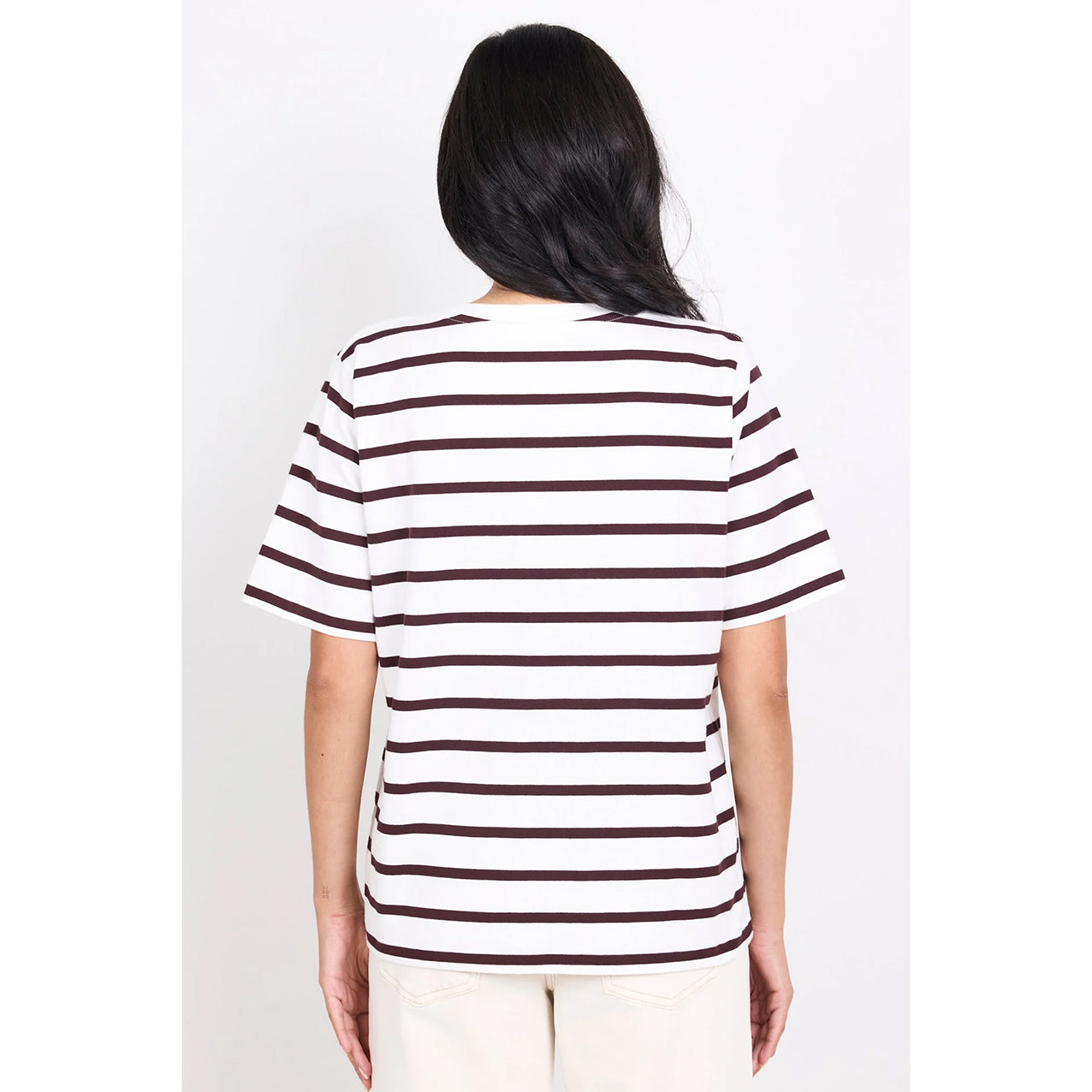 Binding Chocolate White Stipe Boxy Tee