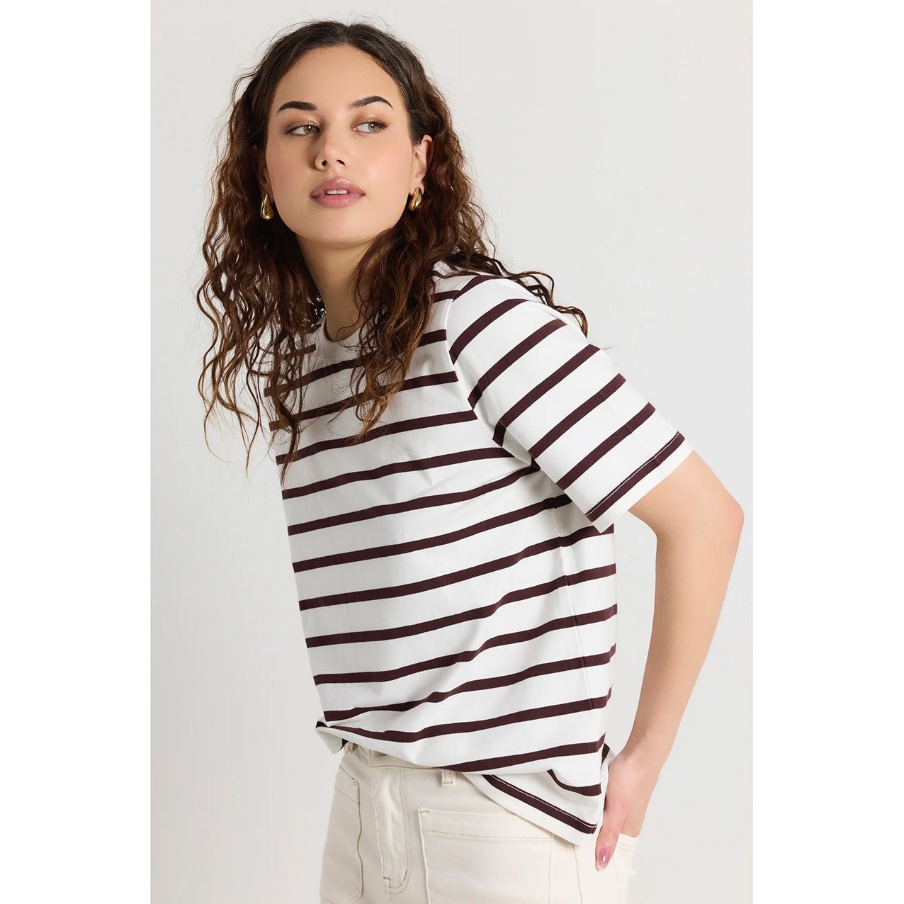 Binding Chocolate/White Stripe Box Tee