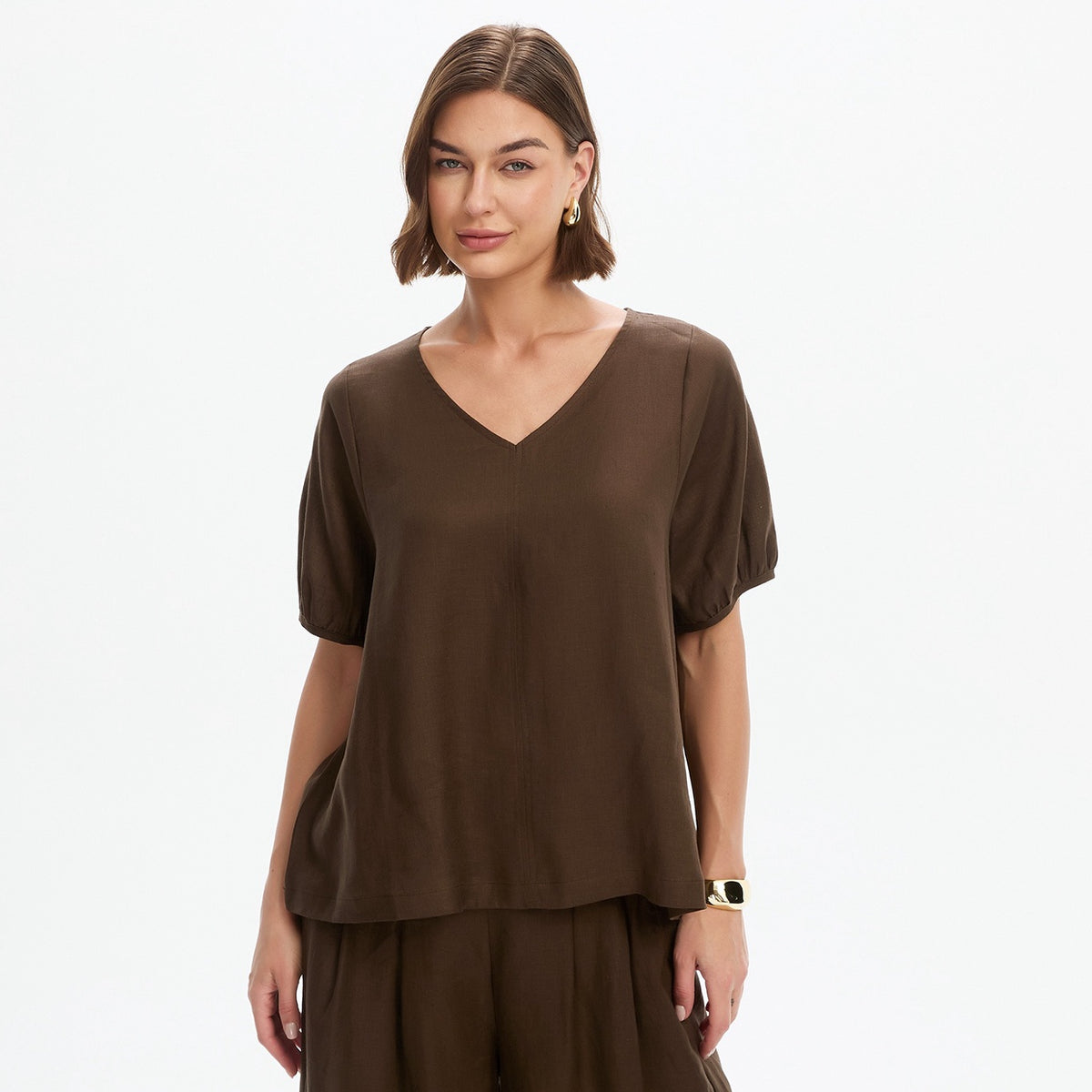 Bishop Sleeve Top Chocolate