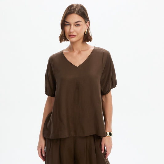 Bishop Sleeve Top Chocolate